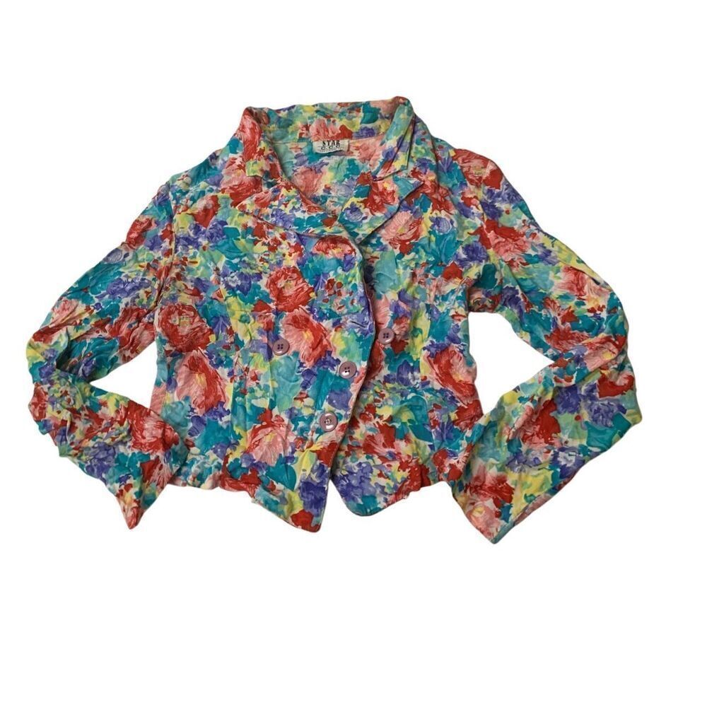 Vintage Floral Asymmetrical Blazer Top